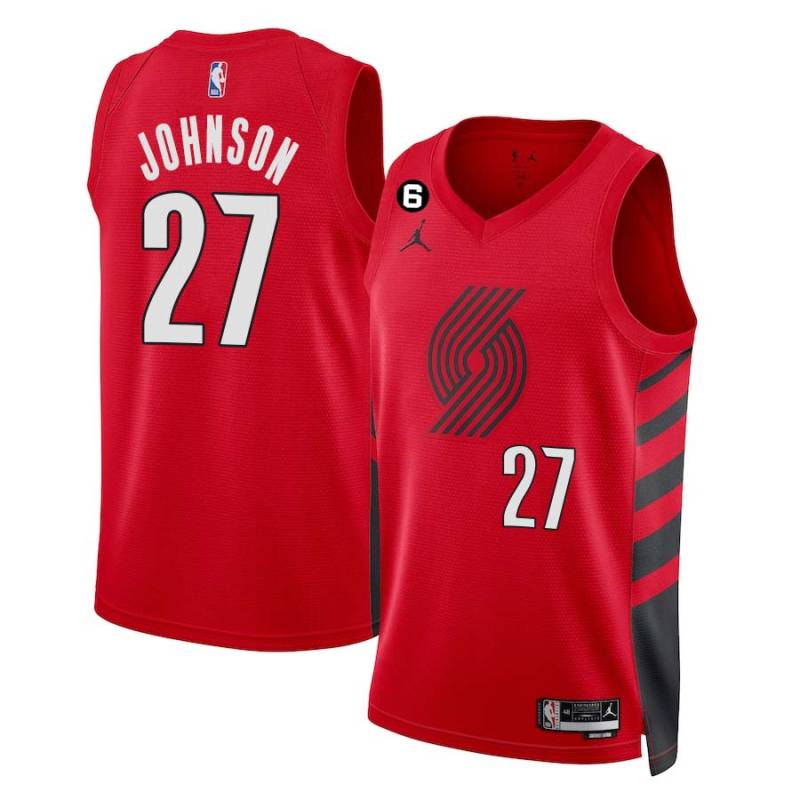 Red John Johnson Twill Basketball Jersey -Trail Blazers #27 Johnson Twill Jerseys, FREE SHIPPING