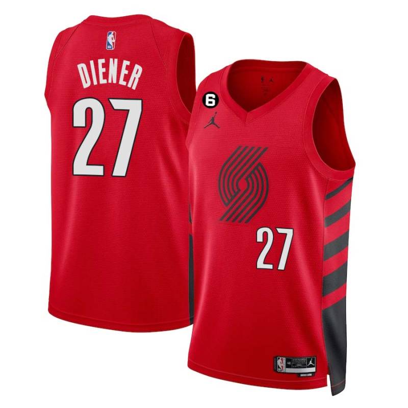 Red Travis Diener Twill Basketball Jersey -Trail Blazers #27 Diener Twill Jerseys, FREE SHIPPING