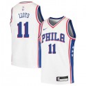 White Earl Lloyd Twill Basketball Jersey -76ers #11 Lloyd Twill Jerseys, FREE SHIPPING