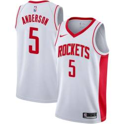 White James Anderson Twill Basketball Jersey -Rockets #5 Anderson Twill Jerseys, FREE SHIPPING