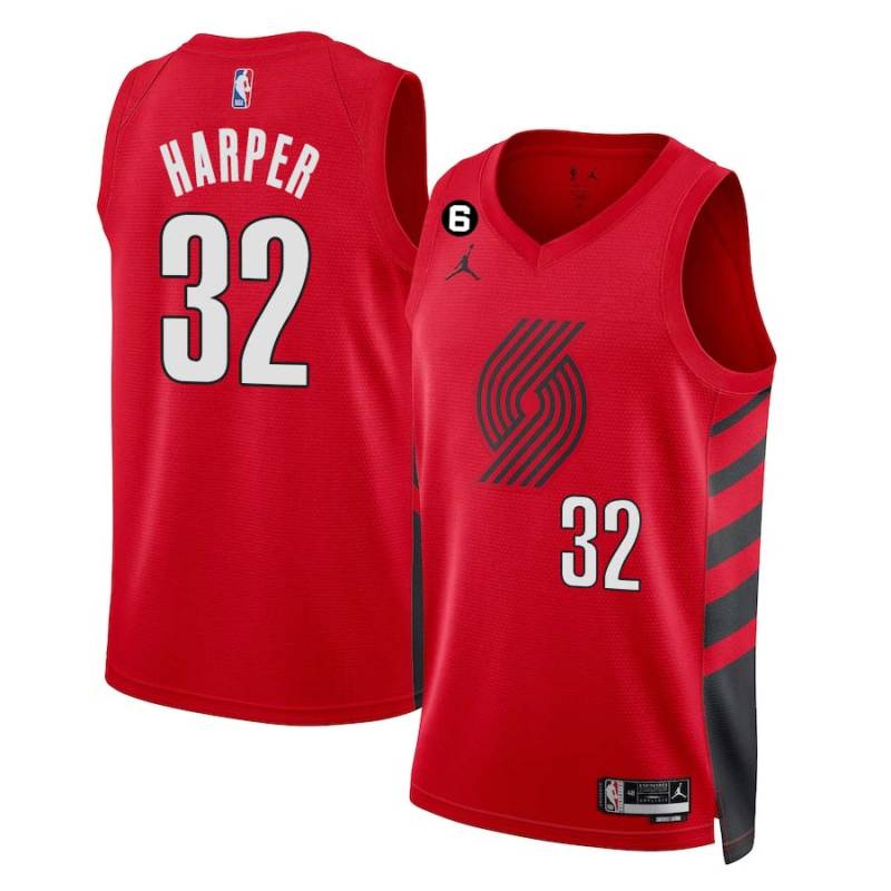 Red Mike Harper Twill Basketball Jersey -Trail Blazers #32 Harper Twill Jerseys, FREE SHIPPING