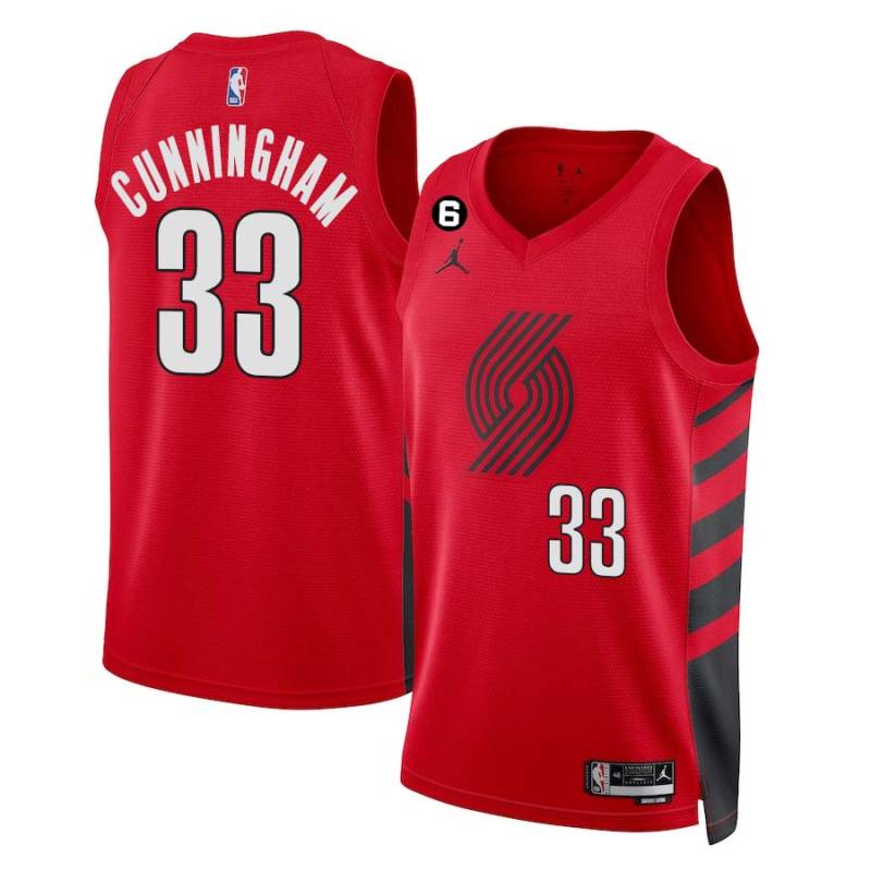 Red Dante Cunningham Twill Basketball Jersey -Trail Blazers #33 Cunningham Twill Jerseys, FREE SHIPPING