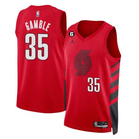 Red Kevin Gamble Twill Basketball Jersey -Trail Blazers #35 Gamble Twill Jerseys, FREE SHIPPING