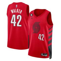 Red Wally Walker Twill Basketball Jersey -Trail Blazers #42 Walker Twill Jerseys, FREE SHIPPING