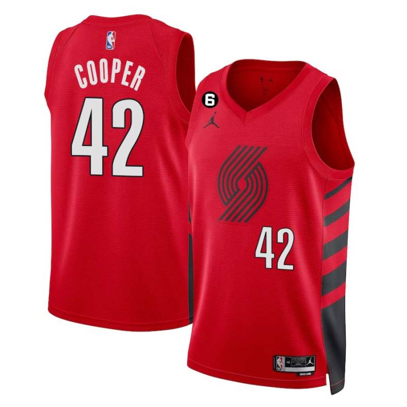 Red Wayne Cooper Twill Basketball Jersey -Trail Blazers #42 Cooper Twill Jerseys, FREE SHIPPING