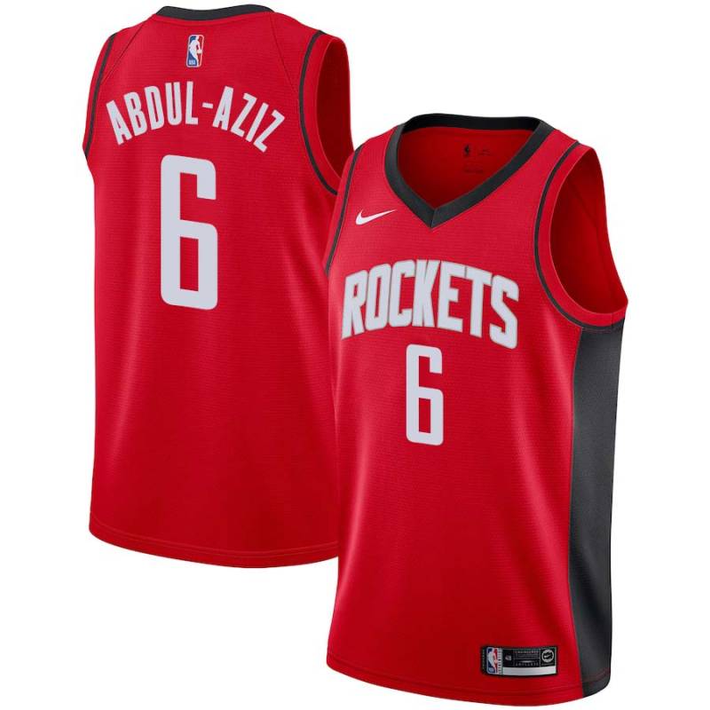 Red Zaid Abdul-Aziz Twill Basketball Jersey -Rockets #6 Abdul-Aziz Twill Jerseys, FREE SHIPPING
