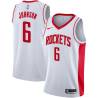 White George Johnson Twill Basketball Jersey -Rockets #6 Johnson Twill Jerseys, FREE SHIPPING