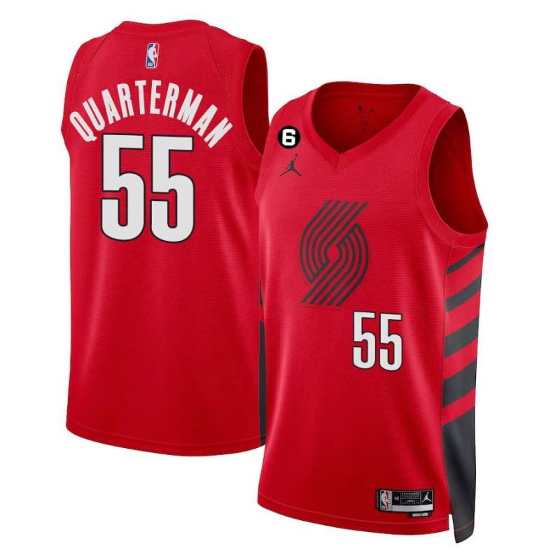 Red Tim Quarterman Twill Basketball Jersey -Trail Blazers #55 Quarterman Twill Jerseys, FREE SHIPPING