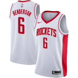 White Tom Henderson Twill Basketball Jersey -Rockets #6 Henderson Twill Jerseys, FREE SHIPPING