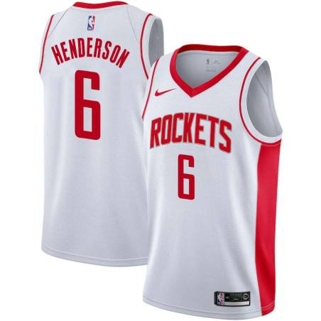 White Tom Henderson Twill Basketball Jersey -Rockets #6 Henderson Twill Jerseys, FREE SHIPPING