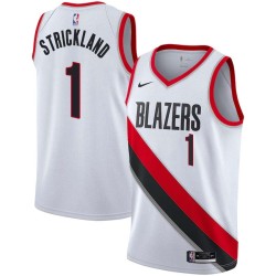 White Rod Strickland Twill Basketball Jersey -Trail Blazers #1 Strickland Twill Jerseys, FREE SHIPPING