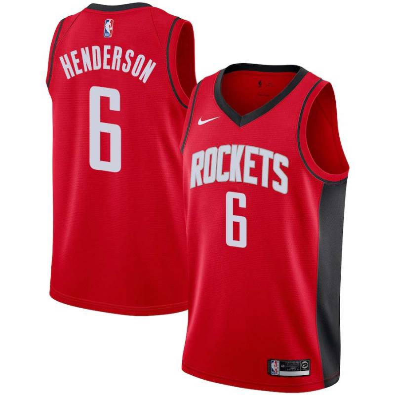 Red Tom Henderson Twill Basketball Jersey -Rockets #6 Henderson Twill Jerseys, FREE SHIPPING