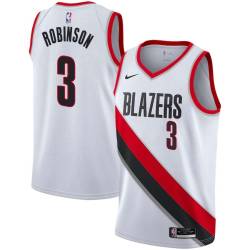 White Clifford Robinson Twill Basketball Jersey -Trail Blazers #3 Robinson Twill Jerseys, FREE SHIPPING