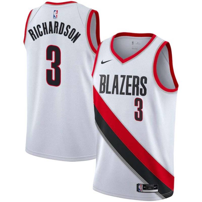 White Jeremy Richardson Twill Basketball Jersey -Trail Blazers #3 Richardson Twill Jerseys, FREE SHIPPING