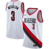 White C.J. McCollum Twill Basketball Jersey -Trail Blazers #3 McCollum Twill Jerseys, FREE SHIPPING