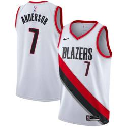 White Kenny Anderson Twill Basketball Jersey -Trail Blazers #7 Anderson Twill Jerseys, FREE SHIPPING