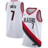 White Charles Smith Twill Basketball Jersey -Trail Blazers #7 Smith Twill Jerseys, FREE SHIPPING