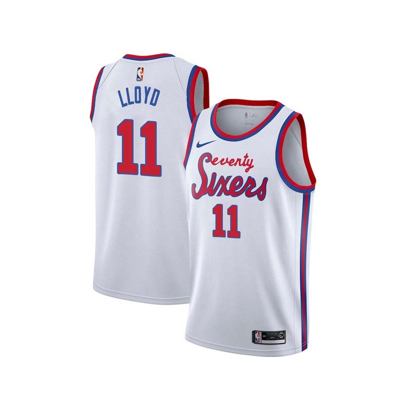 White Classic Earl Lloyd Twill Basketball Jersey -76ers #11 Lloyd Twill Jerseys, FREE SHIPPING