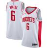 White Carlos Rogers Twill Basketball Jersey -Rockets #6 Rogers Twill Jerseys, FREE SHIPPING