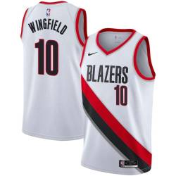 White Dontonio Wingfield Twill Basketball Jersey -Trail Blazers #10 Wingfield Twill Jerseys, FREE SHIPPING