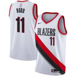 White Delaney Rudd Twill Basketball Jersey -Trail Blazers #11 Rudd Twill Jerseys, FREE SHIPPING