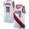 White Sergio Rodriguez Twill Basketball Jersey -Trail Blazers #11 Rodriguez Twill Jerseys, FREE SHIPPING