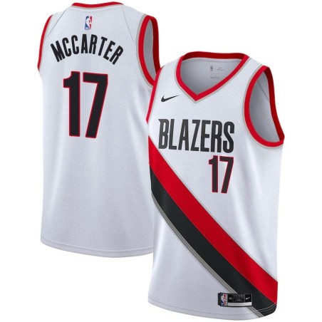 White Willie McCarter Twill Basketball Jersey -Trail Blazers #17 McCarter Twill Jerseys, FREE SHIPPING