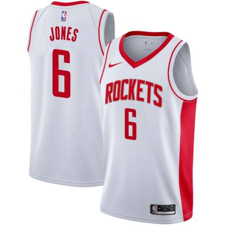 White Terrence Jones Twill Basketball Jersey -Rockets #6 Jones Twill Jerseys, FREE SHIPPING