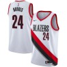 White Audie Norris Twill Basketball Jersey -Trail Blazers #24 Norris Twill Jerseys, FREE SHIPPING