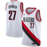 White Elmore Spencer Twill Basketball Jersey -Trail Blazers #27 Spencer Twill Jerseys, FREE SHIPPING