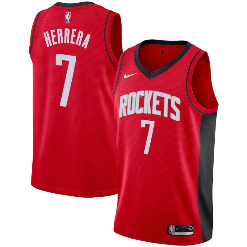 Red Carl Herrera Twill Basketball Jersey -Rockets #7 Herrera Twill Jerseys, FREE SHIPPING