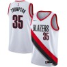 White Kevin Thompson Twill Basketball Jersey -Trail Blazers #35 Thompson Twill Jerseys, FREE SHIPPING