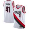 White Nikita Wilson Twill Basketball Jersey -Trail Blazers #41 Wilson Twill Jerseys, FREE SHIPPING