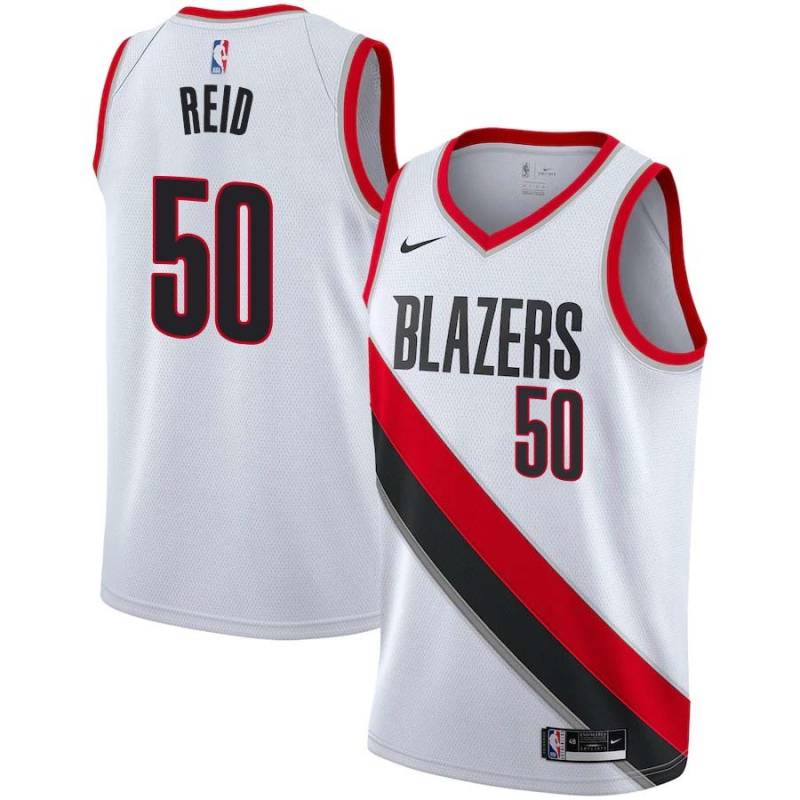 White Robert Reid Twill Basketball Jersey -Trail Blazers #50 Reid Twill Jerseys, FREE SHIPPING