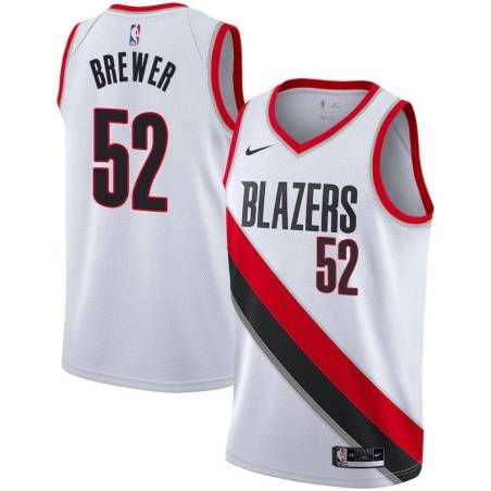 White Jim Brewer Twill Basketball Jersey -Trail Blazers #52 Brewer Twill Jerseys, FREE SHIPPING