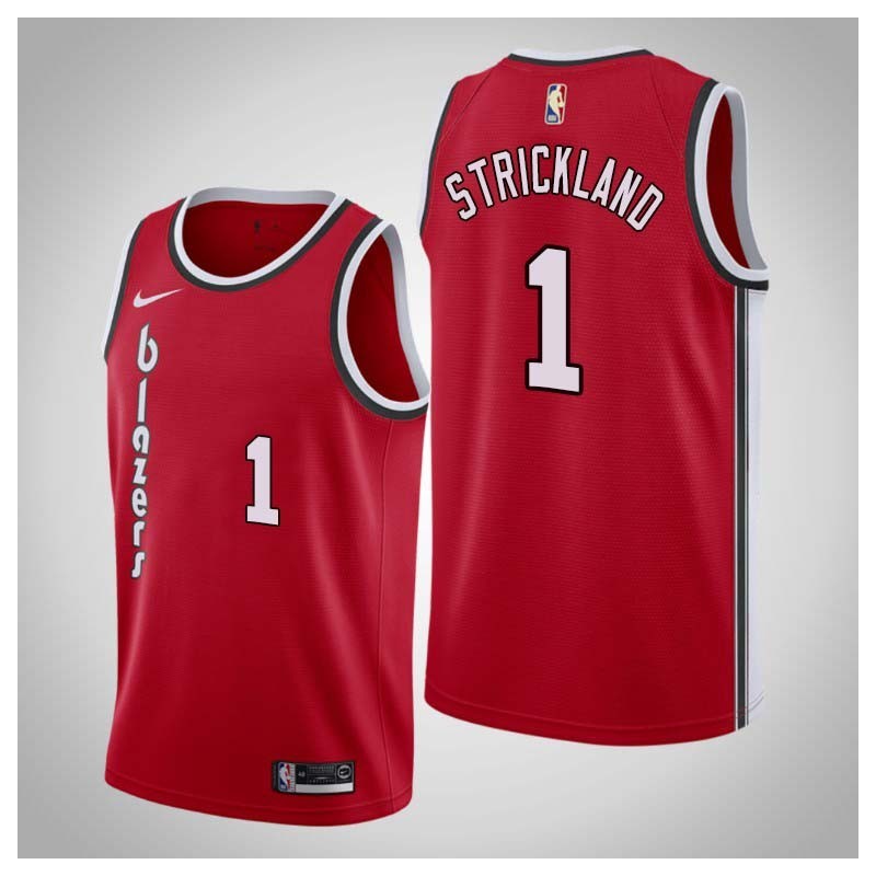 Red Classic Rod Strickland Twill Basketball Jersey -Trail Blazers #1 Strickland Twill Jerseys, FREE SHIPPING