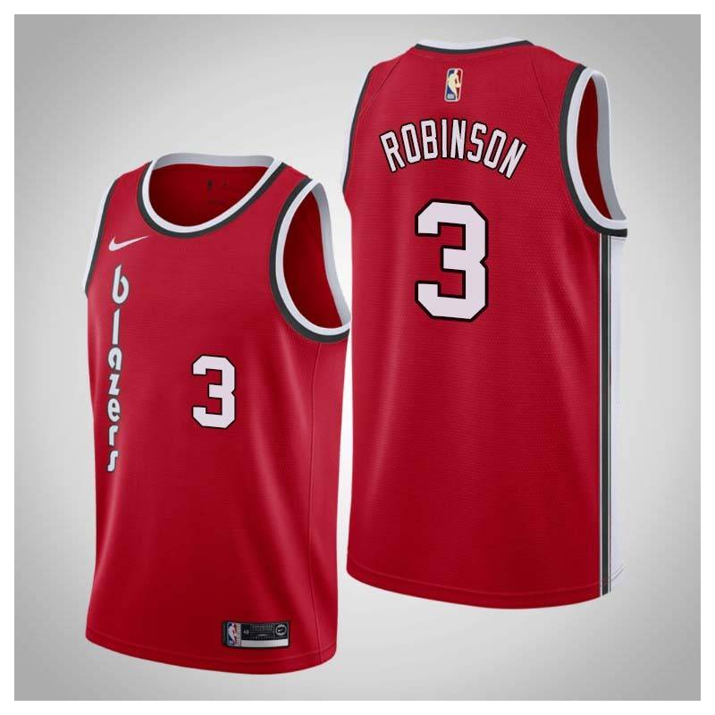 Red Classic Clifford Robinson Twill Basketball Jersey -Trail Blazers #3 Robinson Twill Jerseys, FREE SHIPPING