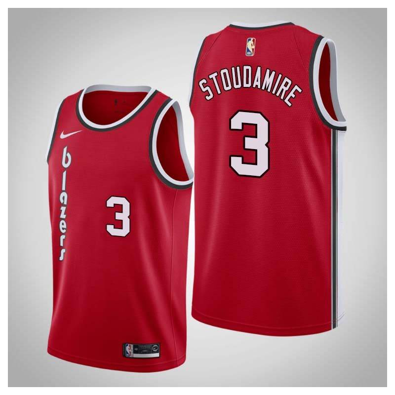 Red Classic Damon Stoudamire Twill Basketball Jersey -Trail Blazers #3 Stoudamire Twill Jerseys, FREE SHIPPING