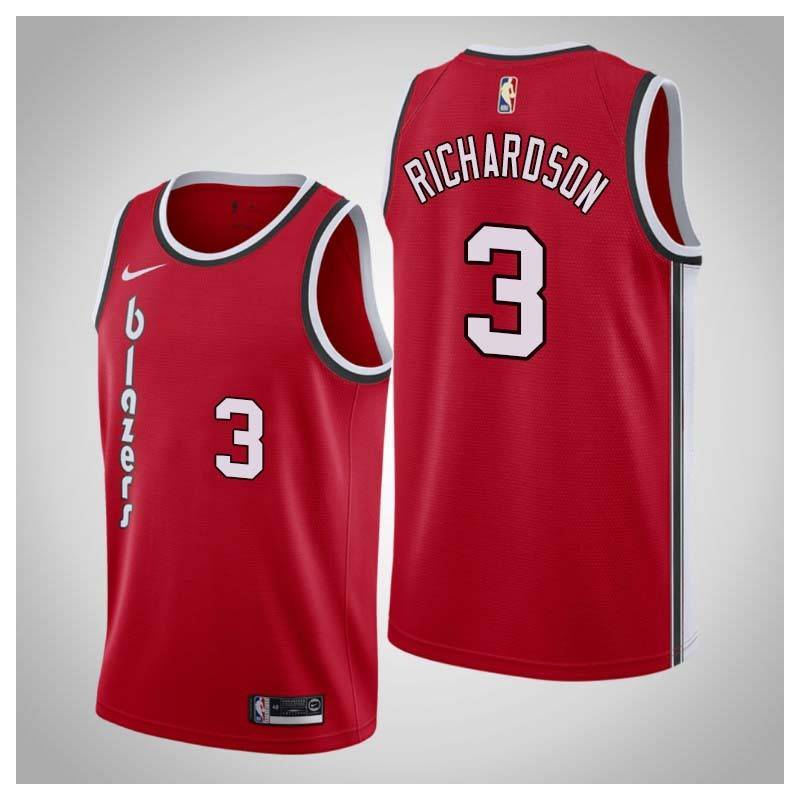 Red Classic Jeremy Richardson Twill Basketball Jersey -Trail Blazers #3 Richardson Twill Jerseys, FREE SHIPPING
