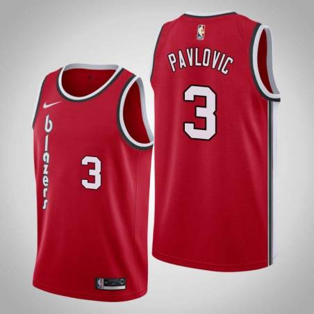 Red Classic Sasha Pavlovic Twill Basketball Jersey -Trail Blazers #3 Pavlovic Twill Jerseys, FREE SHIPPING