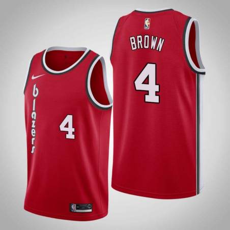 Red Classic Marcus Brown Twill Basketball Jersey -Trail Blazers #4 Brown Twill Jerseys, FREE SHIPPING