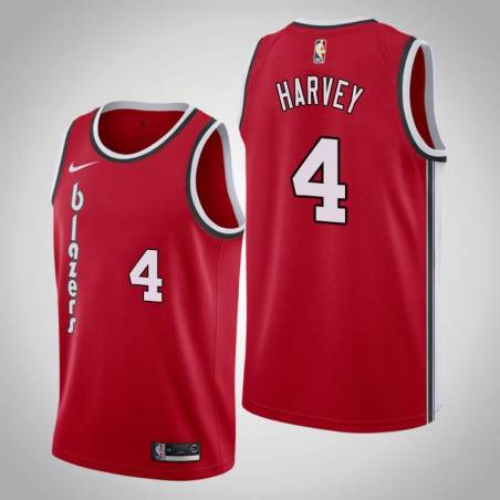 Red Classic Antonio Harvey Twill Basketball Jersey -Trail Blazers #4 Harvey Twill Jerseys, FREE SHIPPING