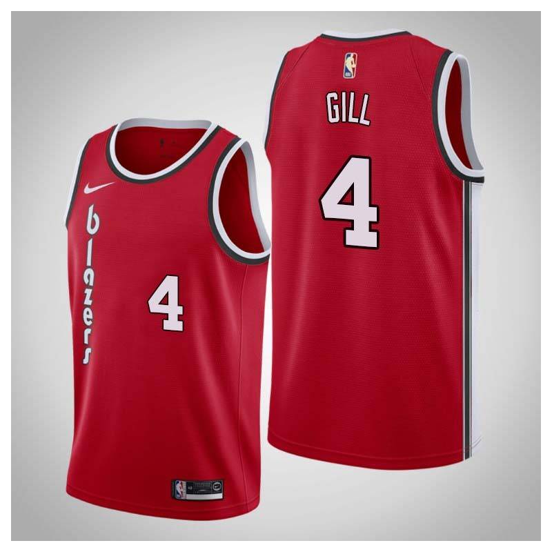 Red Classic Eddie Gill Twill Basketball Jersey -Trail Blazers #4 Gill Twill Jerseys, FREE SHIPPING