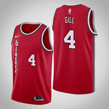 Red Classic Eddie Gill Twill Basketball Jersey -Trail Blazers #4 Gill Twill Jerseys, FREE SHIPPING