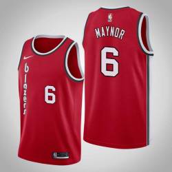 Red Classic Eric Maynor Twill Basketball Jersey -Trail Blazers #6 Maynor Twill Jerseys, FREE SHIPPING