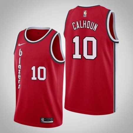 Red Classic Corky Calhoun Twill Basketball Jersey -Trail Blazers #10 Calhoun Twill Jerseys, FREE SHIPPING