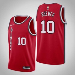 Red Classic Ron Brewer Twill Basketball Jersey -Trail Blazers #10 Brewer Twill Jerseys, FREE SHIPPING