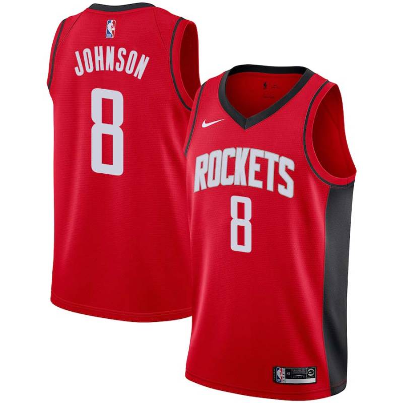 Red Eddie Johnson Twill Basketball Jersey -Rockets #8 Johnson Twill Jerseys, FREE SHIPPING