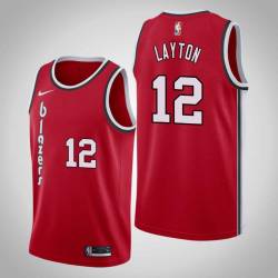 Red Classic Mo Layton Twill Basketball Jersey -Trail Blazers #12 Layton Twill Jerseys, FREE SHIPPING