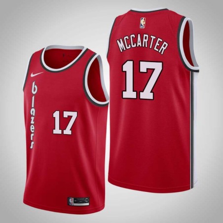 Red Classic Willie McCarter Twill Basketball Jersey -Trail Blazers #17 McCarter Twill Jerseys, FREE SHIPPING
